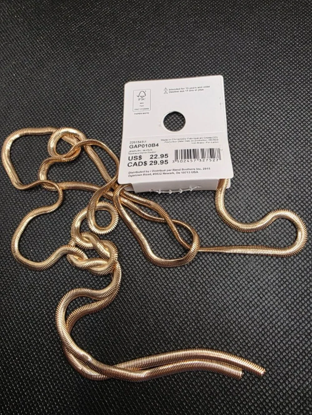 GAP Gold Tone Snake Chain Lariat Knot Necklace 31